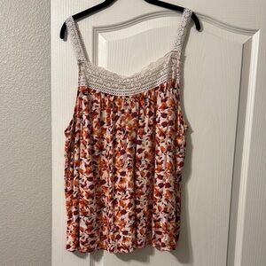 Torrid 3X lace trim floral tank top